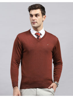 Monte Carlo - Rust Navy Blue V Neck Full Sleeve Pullover Sweater