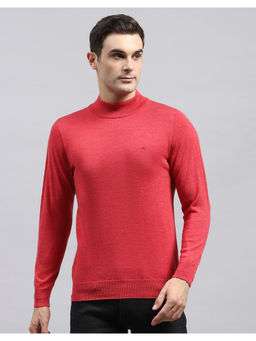 Monte Carlo - Peach Solid High Neck Full Sleeve Pullover Sweater