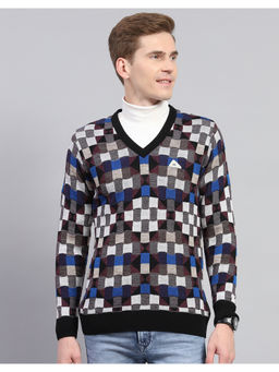 Monte Carlo - Multi-Color V Neck Full Sleeve Pullover Sweater