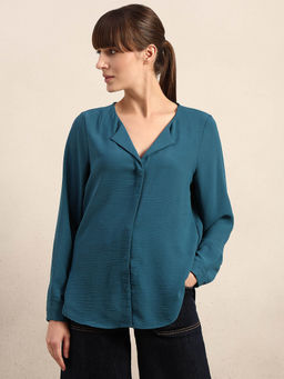 VERO MODA - Teal V-Neck Shirt