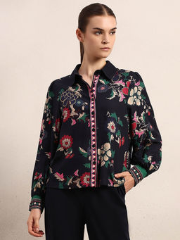 VERO MODA - Printed Cuff Sleeves Viscose Shirt