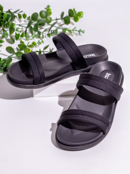 Inc.5 - Women Black Casual Open Toe Flat Sandals