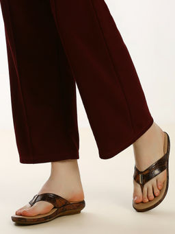 Inc.5 - Women Bronze Casual Thong Flat Comfort Sandals