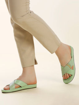 Inc.5 - Women Green Casual Open Toe Flat Sandals