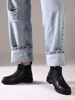 Inc.5 - Women Black Casual Solid Round Toe Ankle Chelsea Boots