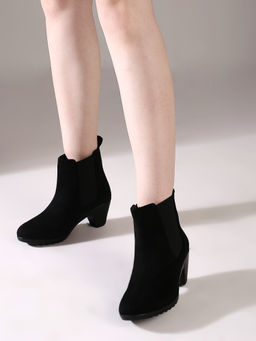 Inc.5 - Women Black Casual Solid Round Toe Chelsea Boots
