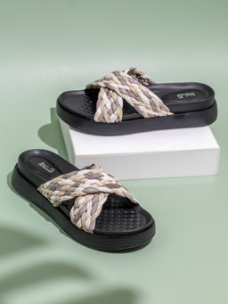 Inc.5 - Women White & Grey Casual Printed Open Toe Sandals