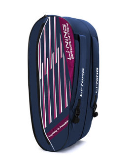 Li-Ning - Flash Double Zipper Polyester Badminton Kit Bag (Navy, Purple)