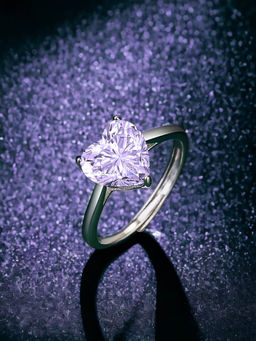 Designs & You - Silver Plated Crushed Ice Cut Purple Finger Ring