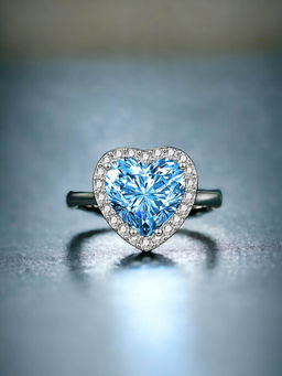 Designs & You - Silver Plated Crushed Ice Cut Blue Finger Ring