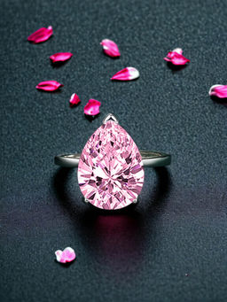 Designs & You - Silver Plated Crushed Ice Cut Pink Finger Ring