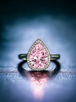 Designs & You - Silver Plated Crushed Ice Cut Pink Finger Ring