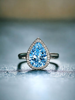 Designs & You - Silver Plated Crushed Ice Cut Blue Finger Ring