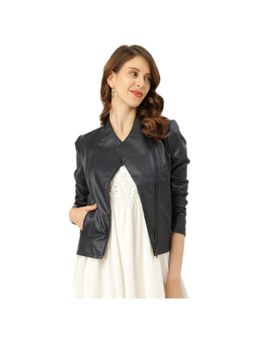 Leather Retail - Blue Colour Italian Style Faux Leather Jacket for Woman