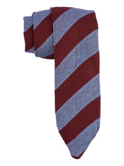 The Tie Hub - Striped Blue And Burgundy Knitted Silk Necktie