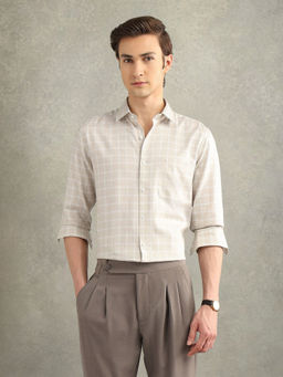 Arrow - Mens Beige Checks Italian Elegance Shirt