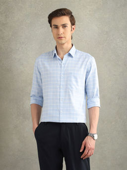 Arrow - Mens Blue Checks Italian Elegance Shirt