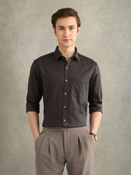 Arrow - Mens Brown Textured Italian Elegance Shirt
