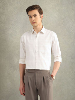 Arrow - Mens Off White Pure Cotton Textured Shirt