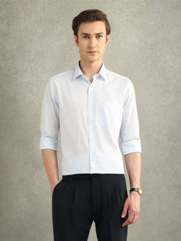 Arrow - Mens Blue Pure Cotton Textured Shirt