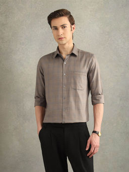 Arrow - Mens Brown Checks Italian Elegance Shirt