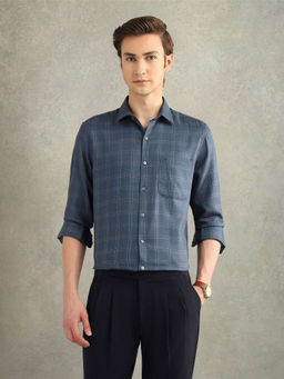 Arrow - Mens Navy Blue Checks Italian Elegance Shirt