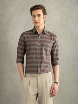 Arrow - Mens Brown Textured Regular Fit Italian Elegance Shirt