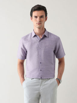 Arrow - Mens Purple Textured Regular Fit Shirt