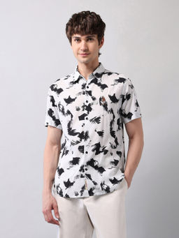 U.S. Polo Assn. Denim Co. - Mens White and Black Printed Regular Fit Shirt