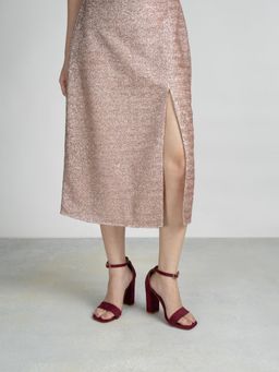 SCENTRA - Women's Maroon Block Heel Sandals