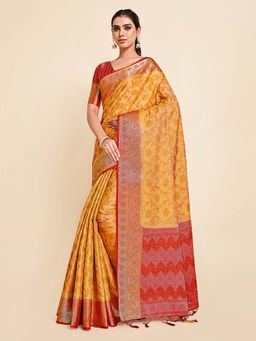 Mimosa - Women'S Kanjivaram Art Silk Saree With Unstiched Blouse