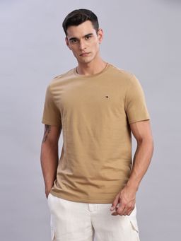 Tommy Hilfiger - Mens Beige Solid T-Shirt