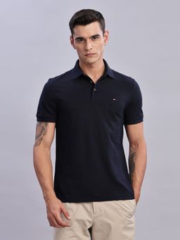 Tommy Hilfiger - Mens Navy Blue Solid Polo T-Shirt