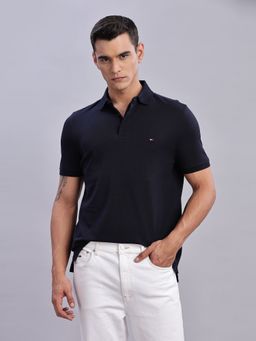 Tommy Hilfiger - Mens Navy Blue Solid Polo T-Shirt