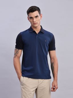 Tommy Hilfiger - Mens Navy Blue Colorblock Polo T-Shirt