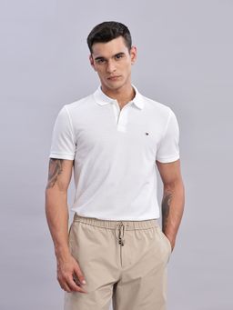 Tommy Hilfiger - Mens White Textured Polo T-Shirt