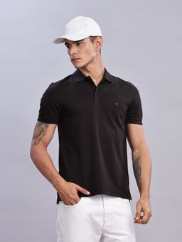 Tommy Hilfiger - Mens Black Solid Polo T-Shirt