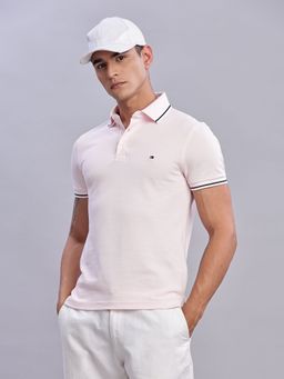 Tommy Hilfiger - Mens Pink Solid Polo T-Shirt