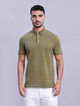 Tommy Hilfiger - Mens Green Solid Polo T-Shirt