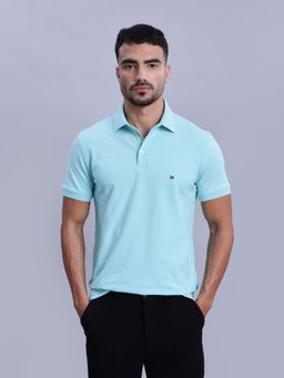 Tommy Hilfiger - Mens Blue Solid Polo T-Shirt