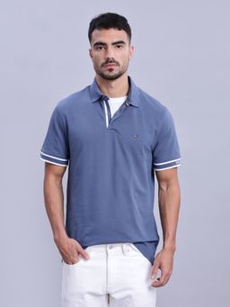 Tommy Hilfiger - Mens Blue Solid Polo T-Shirt