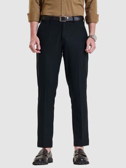 Snitch - Men Black Polyester Formal Trouser