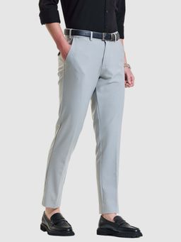 Snitch - Men Grey Polyester Formal Trouser