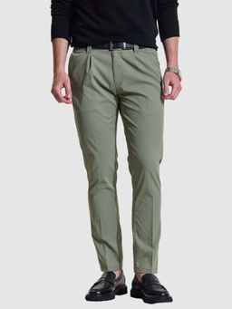 Snitch - Men Olive Polyester Formal Trouser