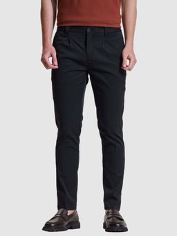 Snitch - Men Black Polyester Formal Trouser