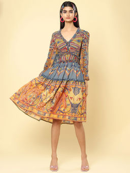 Label Ritu Kumar - Blue Printed Short Dress