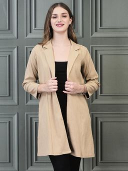 Shree - Women Winter Liva Beige Solid Shrug