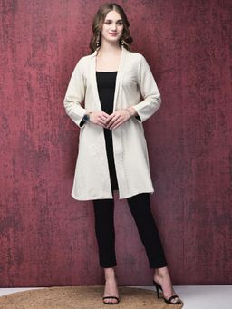 Shree - Women Winter Viscose Off White Solid Shrug