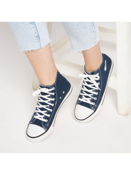 MOZAFIA - Women Navy Blue Casual Comfortable Lifestyle Mid-Top Sneakers
