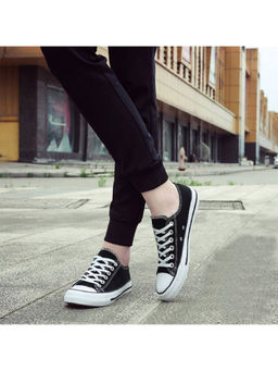 MOZAFIA - Women Black Casual Comfortable Lifestyle Ankle Sneakers